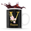 Mug noir Vanessa Lettre Fleur - Planetee