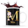 Mug noir Mila Lettre Fleur - Planetee