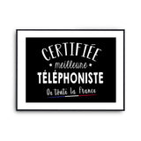 Affiche Téléphoniste Femme Métier Meilleure de France - Planetee