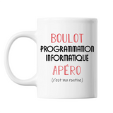 Mug Programmation Informatique C'est ma Routine Blanc - Planetee