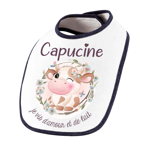 Cadeau Bébé Enfant Amour & Biberon Lait Vache Prénom Personnalisable Fille - Planetee