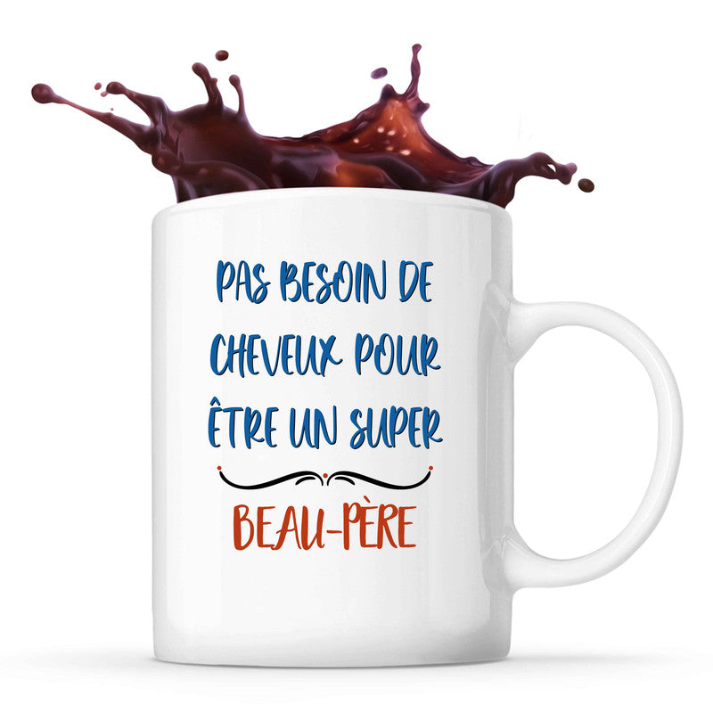 Mug Humour Personnalisé Pour Papa - "Pas Besoin De Cheveux", 25cl, Résistant Micro-ondes Et Lave-vaisselle, Fabriqué En France