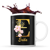 Mug noir Erika Lettre Fleur - Planetee