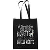 Sac Tote Bag Biquette Je travaille dur Noir - Planetee