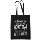 Sac Tote Bag Biquette Je travaille dur Noir - Planetee