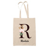 Tote Bag beige Rachida Lettre Fleur - Planetee