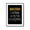 Affiche Bastien prénom mythe légende Jaune - Planetee