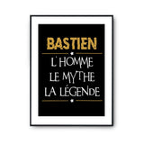 Affiche Bastien prénom mythe légende Jaune - Planetee