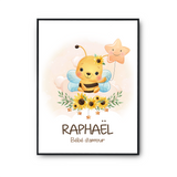 Affiche Raphaël bébé d'amour abeille - Planetee