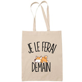 Sac Tote Bag shiba je le ferai demain beige - Planetee