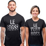 T-shirt Couple | Le Boss - Le Vrai Boss - Planetee