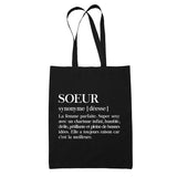 Tote Bag Noir Définition Soeur - Planetee