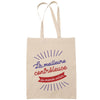 Sac Tote Bag Contrôleuse Femme Meilleure du Monde beige - Planetee