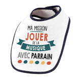 Bavoir bébé Ma mission Musique avec Parrain - Planetee