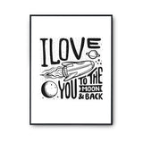Affiche Amour Love you to the moon fusée - Planetee