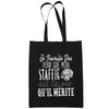 Sac Tote Bag Staffie Je travaille dur Noir - Planetee