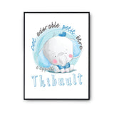Affiche bébé prénom Thibault Éléphant - Planetee