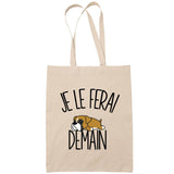 Sac Tote Bag boxer je le ferai demain beige - Planetee