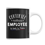 Mug Femme Employée Meilleure de France | Tasse Noire métier - Planetee