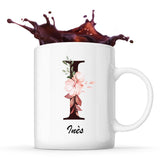 Mug Blanc Inès Lettre Fleur - Planetee