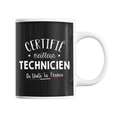 Mug Homme Technicien Meilleur de France | Tasse Noire métier - Planetee