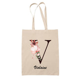 Tote Bag beige Violaine Lettre Fleur - Planetee