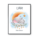 Affiche Lyam bébé d'amour éléphant - Planetee