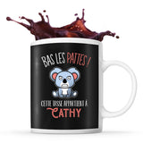 Mug Cathy Bas les pattes Koala | Mug Prénom pour femme | Collection Animaux grognon mais mignon - Planetee