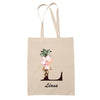 Tote Bag beige Léana Lettre Fleur - Planetee