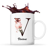 Mug Blanc Virginie Lettre Fleur - Planetee