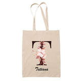 Tote Bag beige Tatiana Lettre Fleur - Planetee