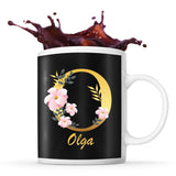 Mug noir Olga Lettre Fleur - Planetee