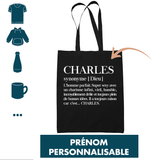 Tote Bag Homme Prénom Définition Personnalisable - Planetee