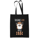 Sac Tote Bag Anniversaire 1982Toujours Faim Noir - Planetee