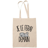 Sac Tote Bag chat scottish fold 2 je le ferai demain beige - Planetee