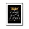 Affiche Teddy prénom mythe légende Jaune - Planetee