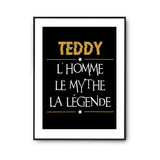 Affiche Teddy prénom mythe légende Jaune - Planetee