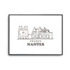 Affiche Nantes | Poster Tableau dessin ville de France pour décoration murale qualité papier Premium A4 - Planetee