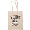 Sac Tote Bag bouledogue français je le ferai demain beige - Planetee