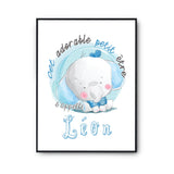 Affiche bébé prénom Léon Éléphant - Planetee