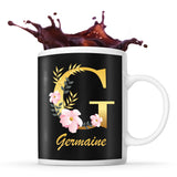 Mug noir Germaine Lettre Fleur - Planetee