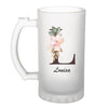 Chope de bière Louisa Lettre Fleur - Planetee