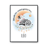 Affiche Léo adorable bébé quand je dors Zèbre - Planetee