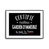 Affiche Gardien d'immeuble Homme Meilleur de France Métier - Planetee