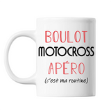 Mug Motocross C'est ma Routine Blanc - Planetee