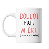 Mug Pêche C'est ma Routine Blanc - Planetee