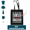 Tote Bag Expérience Âge Personnalisable Noir - Planetee