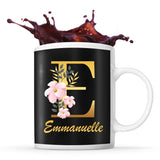 Mug noir Emmanuelle Lettre Fleur - Planetee