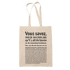Tote Bag Brodeuse Bonne ou Mauvaise Beige - Planetee