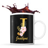 Mug noir Josélyne Lettre Fleur - Planetee